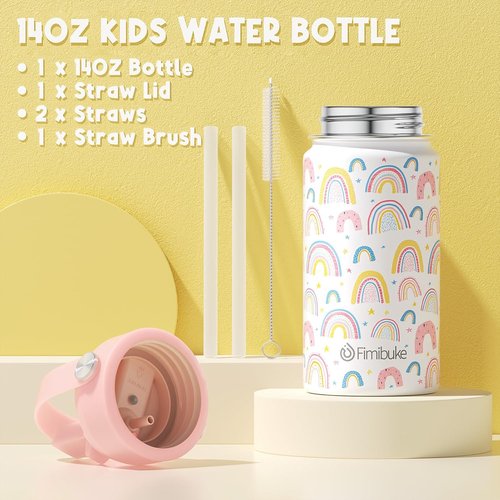 Fimibuke Kids Bento Lunch Box Set - 4 Compartments, Insulated Bag & Stainless Steel Bottle | Perfect Birthday Gift for Ages 3-12