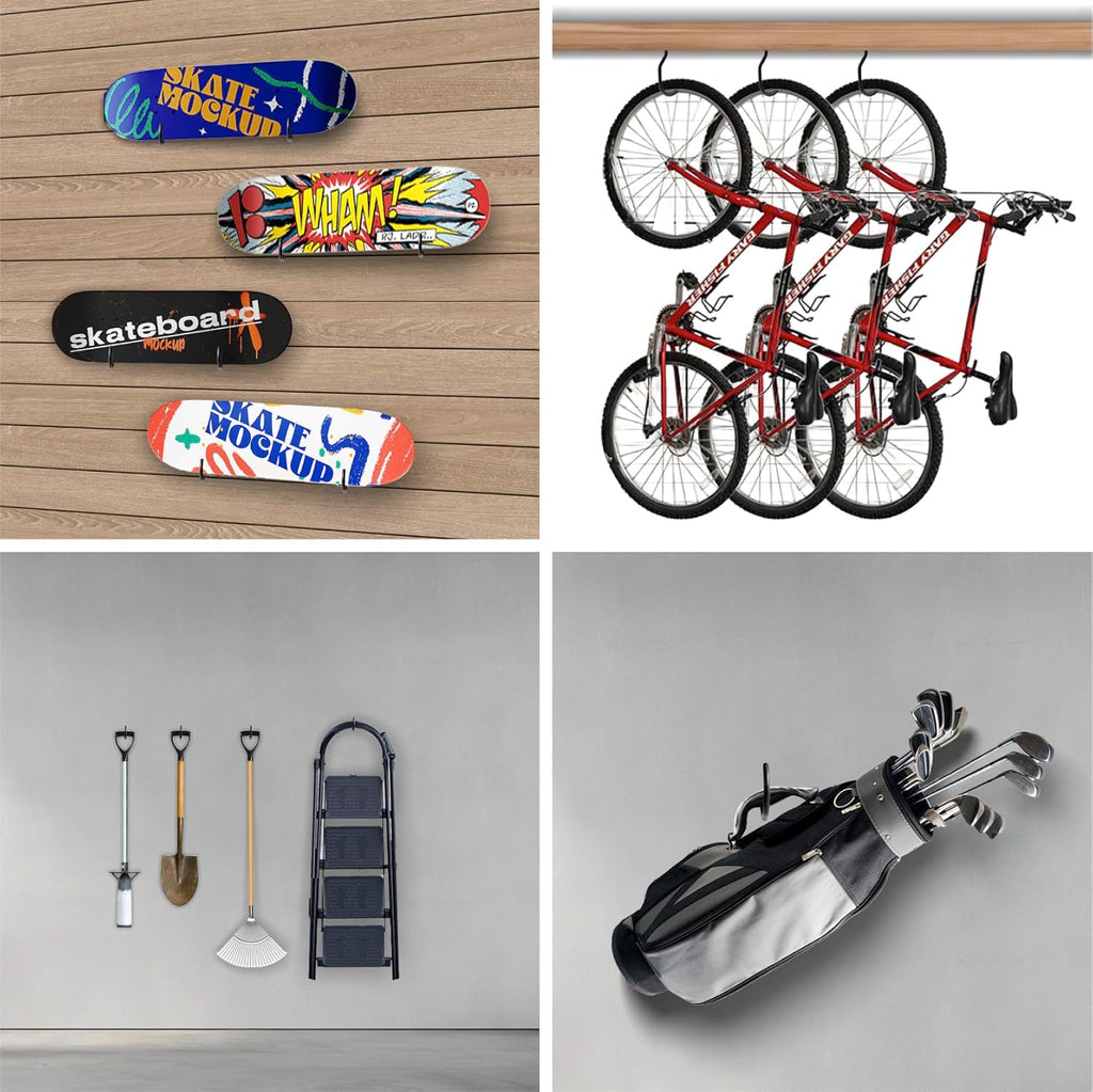 Sinoer Heavy Duty Bike Hooks - 8 Pack Screw-In Storage Solution for Garage Wall & Ceiling Organization | Black