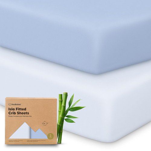 KeaBabies Baby Crib Sheets - 2-Pack Fitted Viscose Bamboo Toddler Bedding | Soft & Cozy 52x28 (Blue Flax)