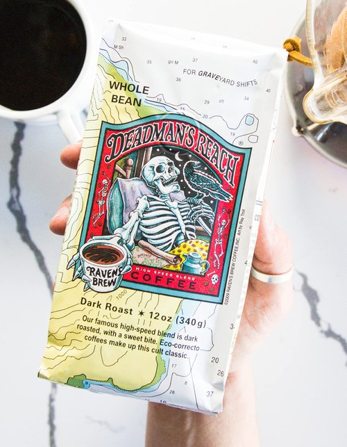 Raven's Brew Coffee High Caffeine Coffee Dark Roast Ground - Deadman's Reach 2lb