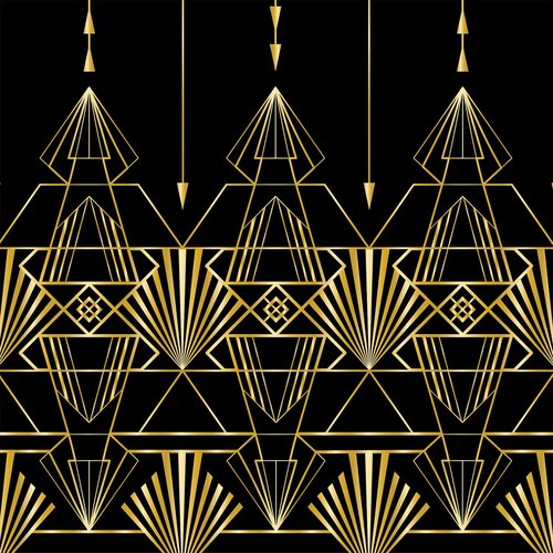 Beistle 2-Count Great 1920s Tablecover, Art Deco Decor & Table Decorations for Party, Hollywood Decor, Plastic Black & Gold Plastic Cover, 54" x 108"