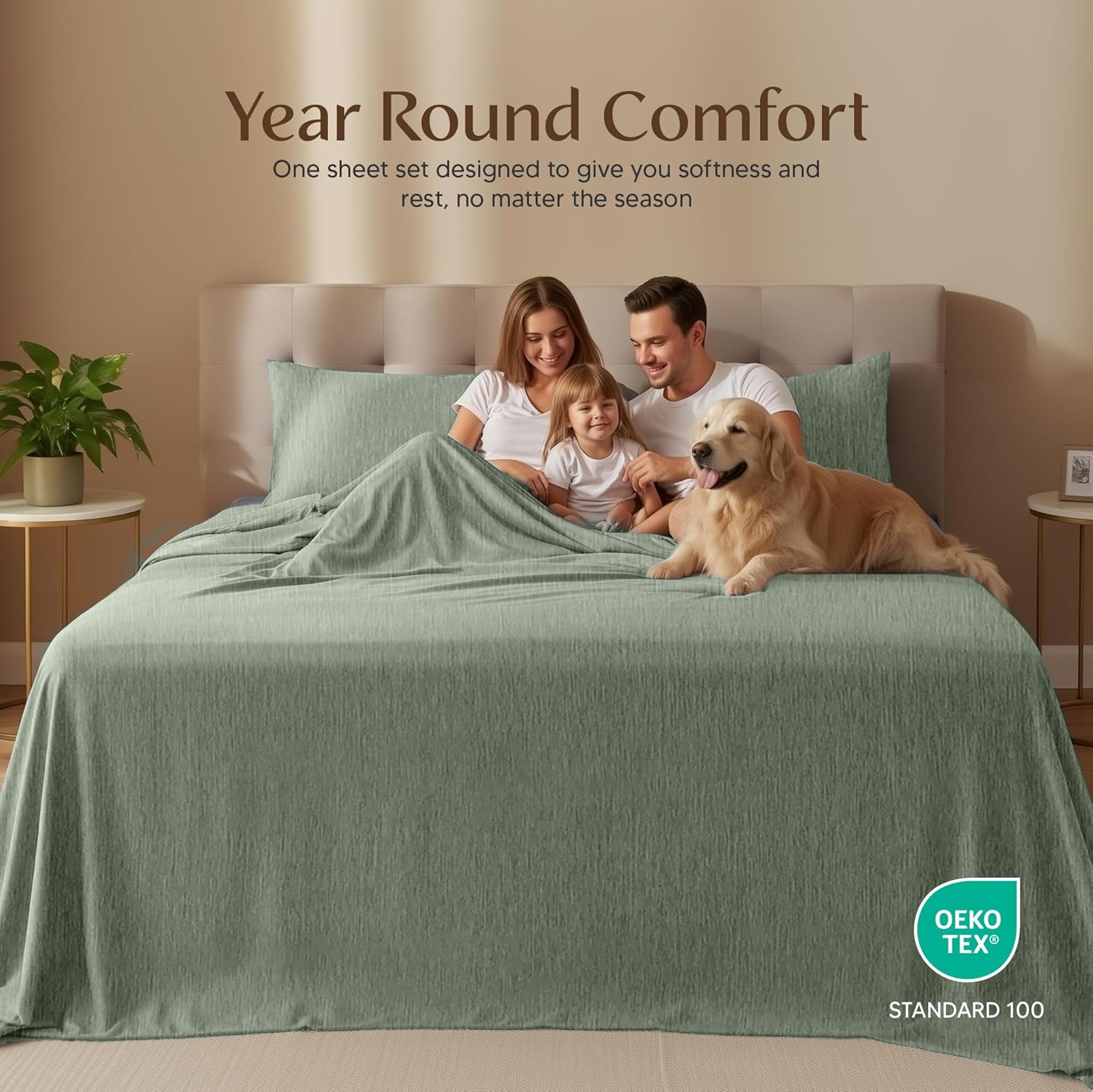 Utopia Bedding California King Size Sheet Set - Soft, Breathable Microfiber, 4-Piece in Heather Sage