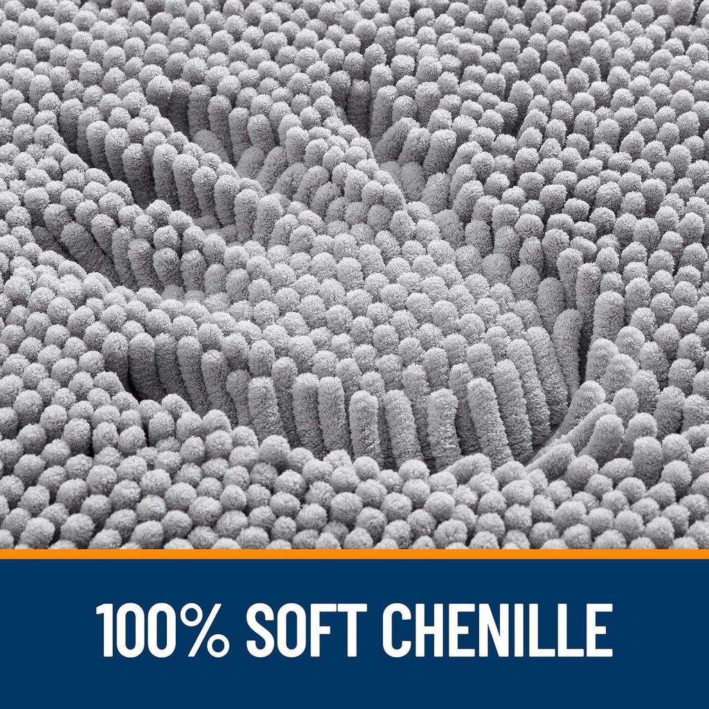 OLANLY 30-Inch Round Bathroom Rug - Extra Soft Chenille Bath Mat, Quick Dry & Machine Washable, Grey