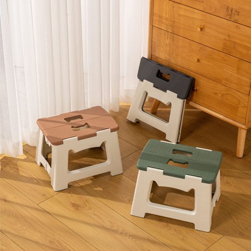 M Crumt Kitty Folding Stool, 9 Inches, Non-Slip Folding Step Stool,Great for Kitchen, Bathroom, Bedroom, Kids or Adults (Khaki) (Khaki)