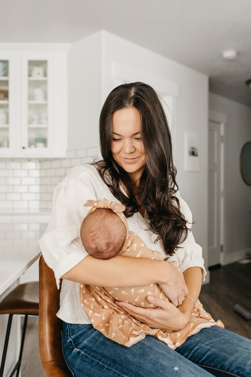 Copper Pearl Large Premium Knit Baby Swaddle Receiving Blanket Treat