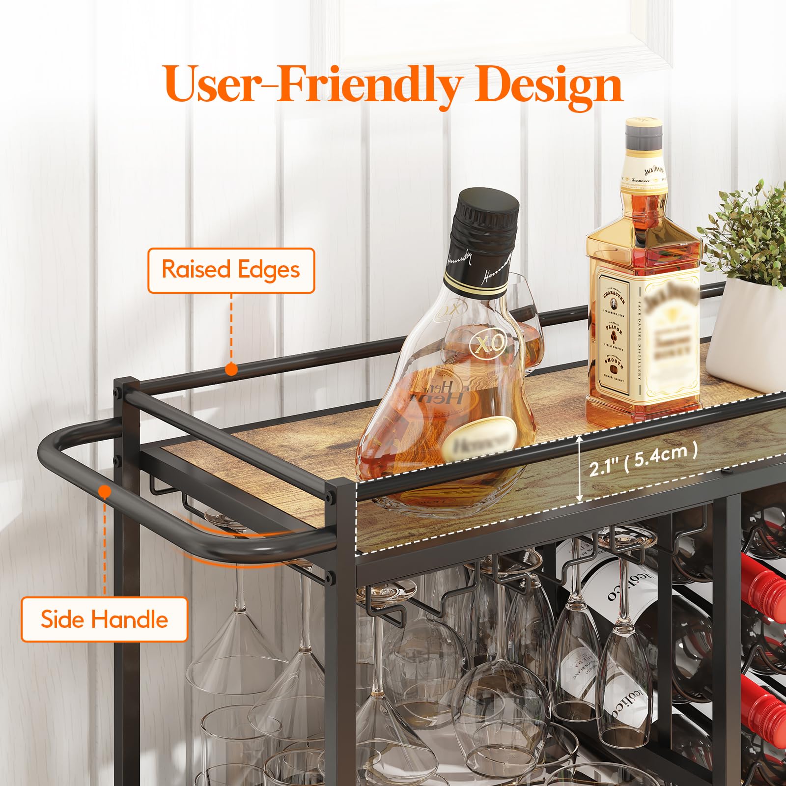 Lifewit Bar Cart for The Home, 3 Tier Drink Cart with Lockable Wheels, 12 Wine Rack and 3 Rows Glass Holders, Liquor Serving Cart for Livingroom, 80 x 33.2 x 86 cm/31.6 x 13.1 x 33.9 inch Rustic Brown