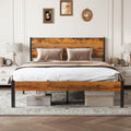 Sweetcrispy Queen Size Bed Frame - Sturdy Metal Support, Under Bed Storage, Easy Assembly | Rust Brown