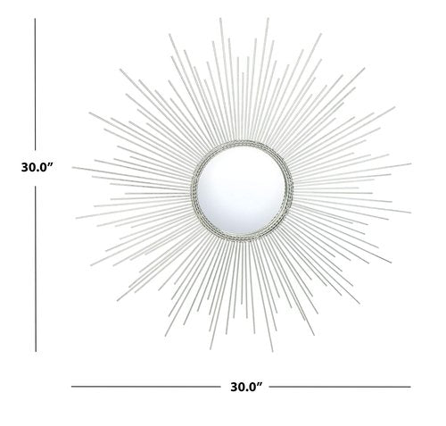 Safavieh Home Collection Emme 30-inch Silver Sunburst Round Silver Mirror