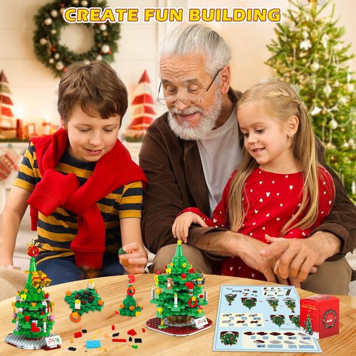 Advent Calendar 2025 Christmas Tree Building Blocks for Adult Kids,24 Day Countdown Calendar Transform Xmas Tree Building Toys with LED Light,888+ Pieces,Christmas Gift for Teen Girls Boys