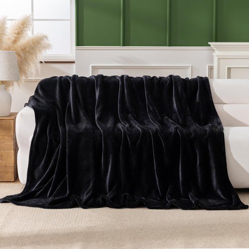 Micorfiber Fleece Blanket - Heavyweight Plush Warmth for Couch & Bed | 70in x 90in, Black