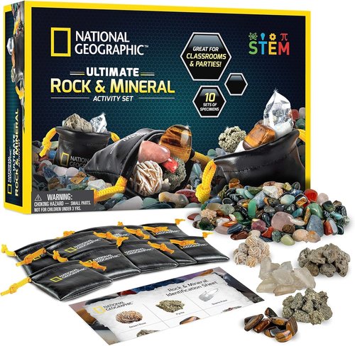 National Geographic Kids Rock Collection - 1.25 lb Assorted Rocks, Minerals & Gemstones | STEM Earth Science Kit