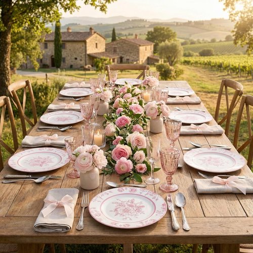 Jinei 8 Pcs Pink Floral Salad Plates Dinnerware Set Chinoiserie Ceramic Round Dessert Serving Plates 8 Inch Dinner Serving Tableware for Kitchen, Microwave Oven Dishwasher Safe