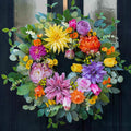 Skiennix 24-Inch Spring Summer Wreath - Luxury Colorful Floral Design with Chrysanthemums, Roses & Tulips