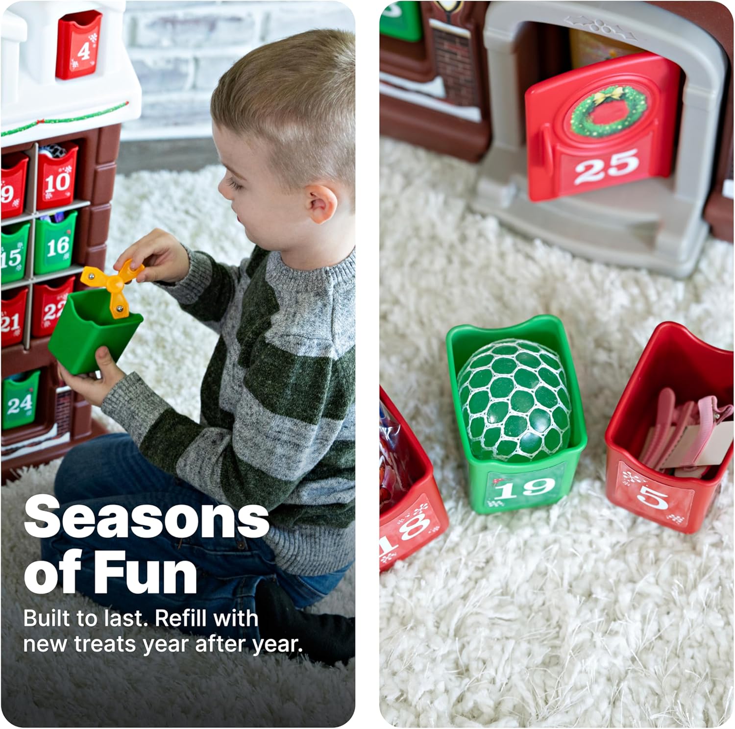 Step2 My First Advent Calendar - Interactive Christmas Toy with 25 Refillable Bins for Toddlers 1.5+ Years Old