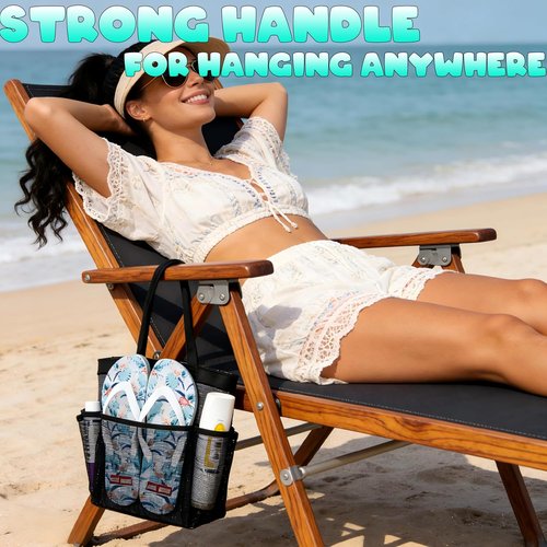 Attmu Mesh Shower Caddy - Portable Dorm Room Organizer with 8 Pockets | Quick-Dry Bathroom Bag