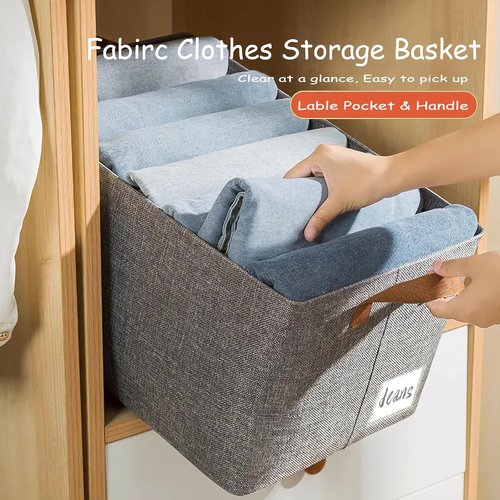 AARAINBOW Linen Closet Organizer - Stackable Fabric Storage Bins with Steel Frame | 4-Pack Gray, 23L