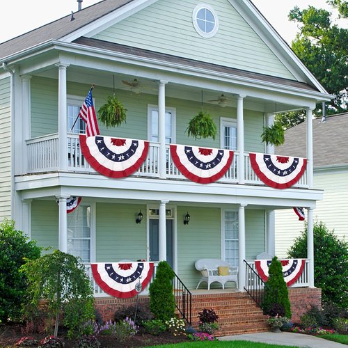 American Pleated Fan Flag - Set of 4 Patriotic Half Fan Bunting for 4th of July & Memorial Day