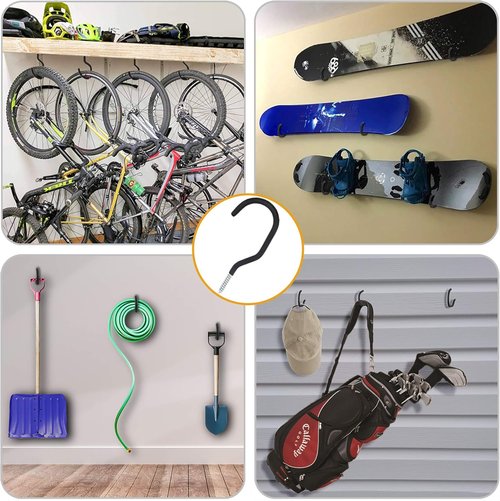 KURUI Heavy-Duty Bicycle Hangers - 6 Pack Wall Mount Hooks for Garage Storage | No Drill Design