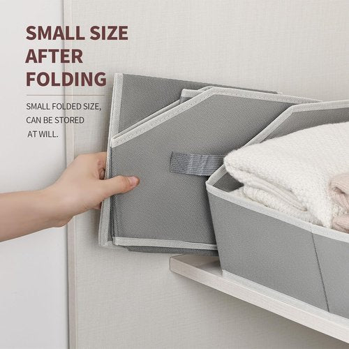 Homsorout Large Storage Bins - 6 Pack Fabric Baskets for Organizing | Foldable Grey Cube Organizer with Handles