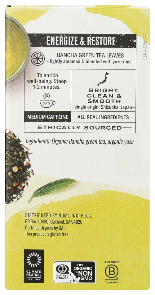 NUMI Organic Yuzu Bancha Green Tea, 16 CT
