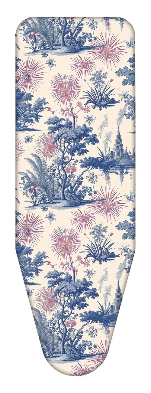 Colombo Ironing Board Cover 55.1” x 21.7” – Fits Boards Up to 51.2” x 17.7” – 2-Layer Organic Cotton & Felt Pad, Clip Included, Spring Blossom Design, Made in Italy