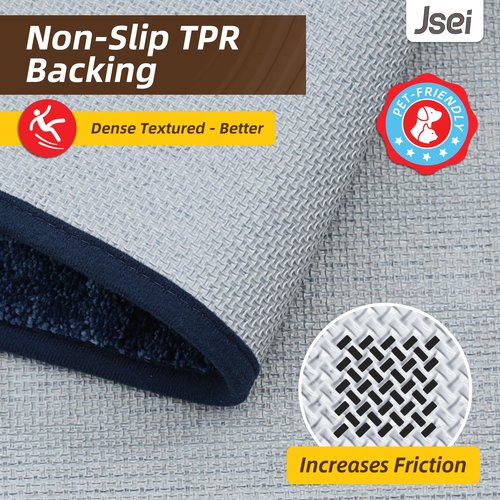 JSEI Dirt Trapper Door Mat 32"x48", Non-Slip Doormats Washable Entryway Mat, Welcome Floor Mat Absorbent Low Profile Dog Door Mats for Front Back Door, Wet Shoes & Paws, Blue