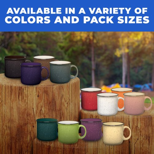 Gifts by Design Set of 16 Ceramic Campfire Mugs – 15 Oz, Green – Coffee & Tea Cups for Home, Work, Travel, Camping – Customizable, Great for DIY, Events, Companies