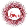 NAHUAA Pink Valentine Wreaths 20 Inch Berry Valentines Day Wreath Pink Wreaths for Front Door Heart Wreath with Sign Love for Spring Table Window Wedding Decor