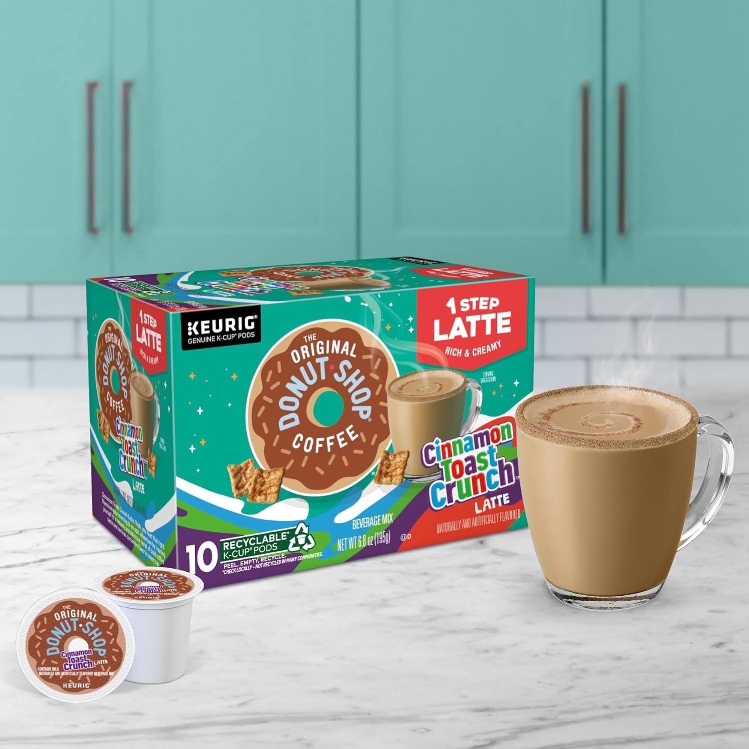 Original Donut Shop Cinnamon Toast Crunch Latte K-Cup Pods - One-Step Brewing, 60 Count (6 Packs of 10)