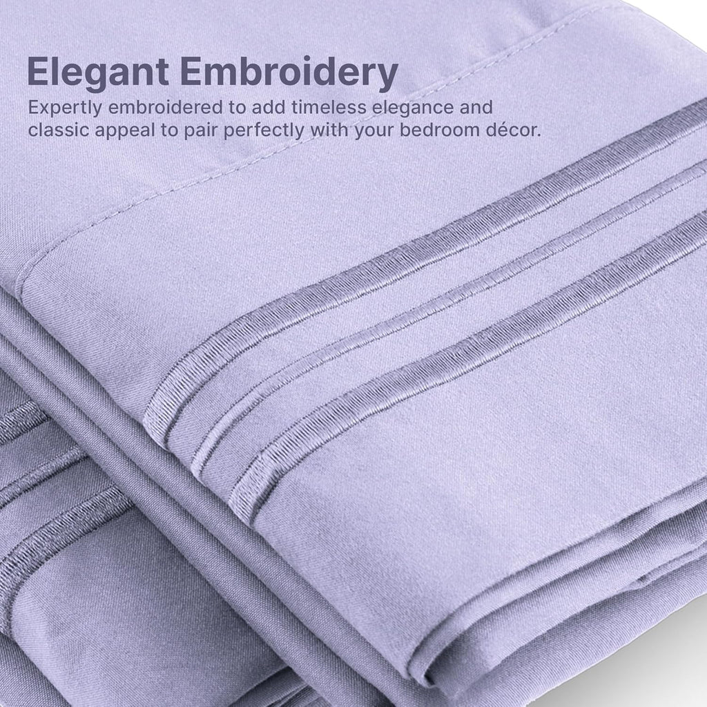 Skiennix Queen Pillow Cases Set of 4 - Ultra Soft Hotel Quality - Wrinkle Free & Fade Resistant - Lavender