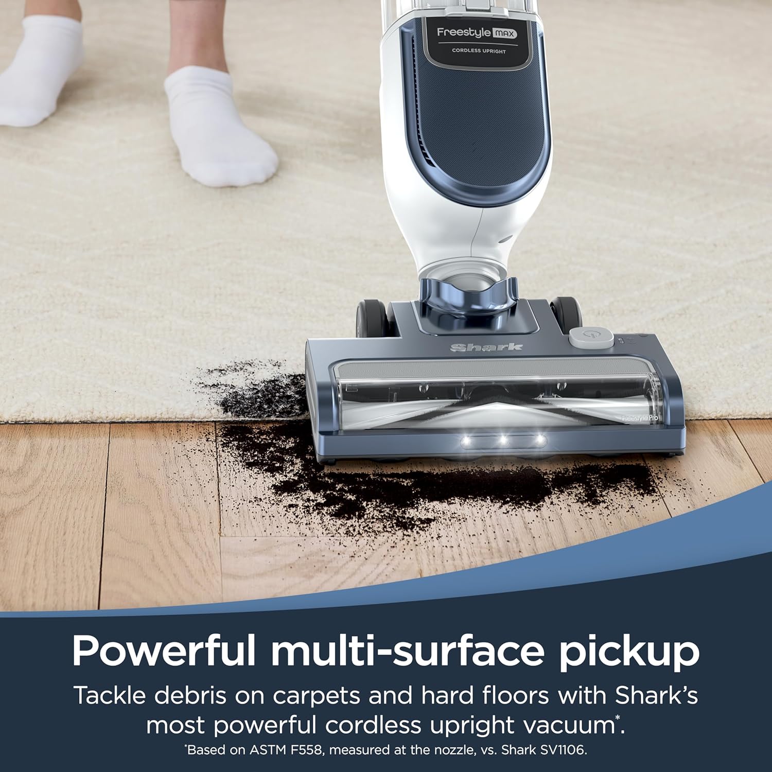 Shark Freestyle Max Cordless Vacuum - Lightweight Multi-Surface Cleaner with Large Dust Cup & LED Headlights | Nordic Blue, SV2002