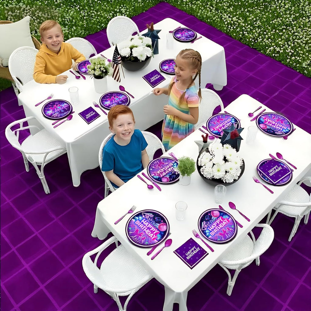 Skiennix 168-Piece K-Pop Birthday Party Set - Plates, Napkins, Cups & Cutlery for 24 Guests