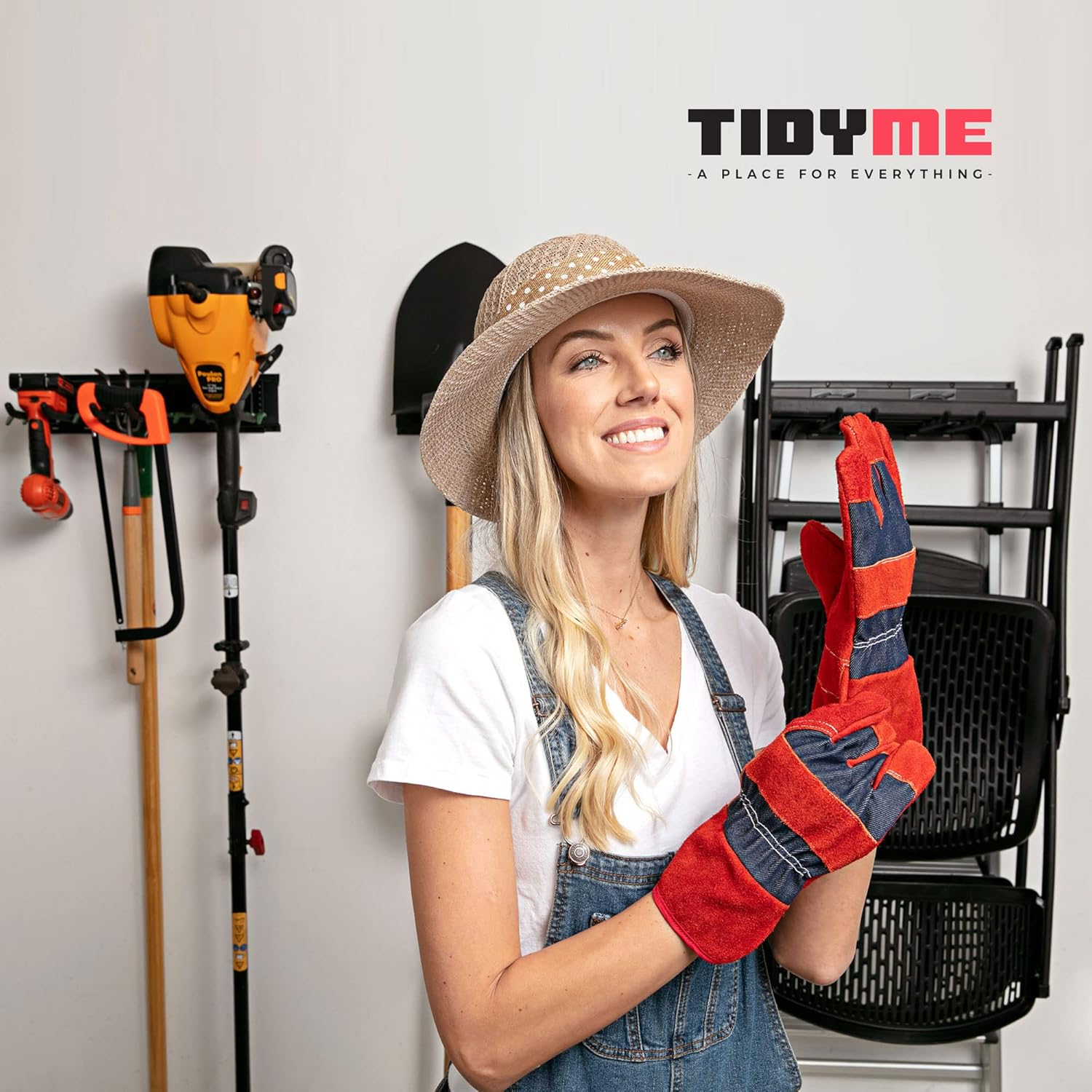 TIDYME Garage Tool Organizer - Sturdy Wall Mount Rack with Adjustable Hooks | 80 Inches, 500lbs Capacity