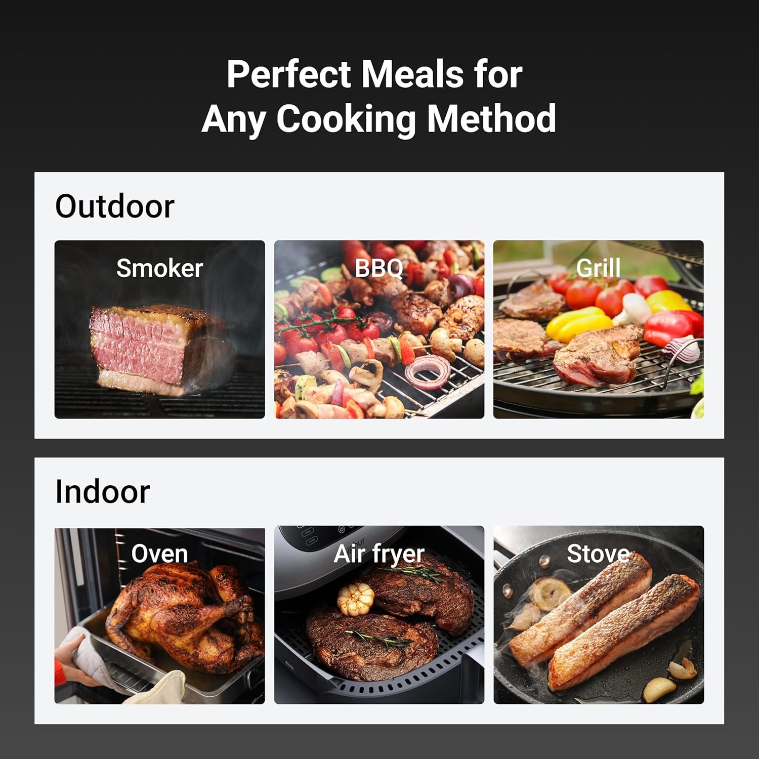 ThermoMaven Smart Bluetooth Meat Thermometer - 10X Enhanced Signal, Certified Accuracy ±0.5°F | WiFi Unlimited Range for BBQ & Grill