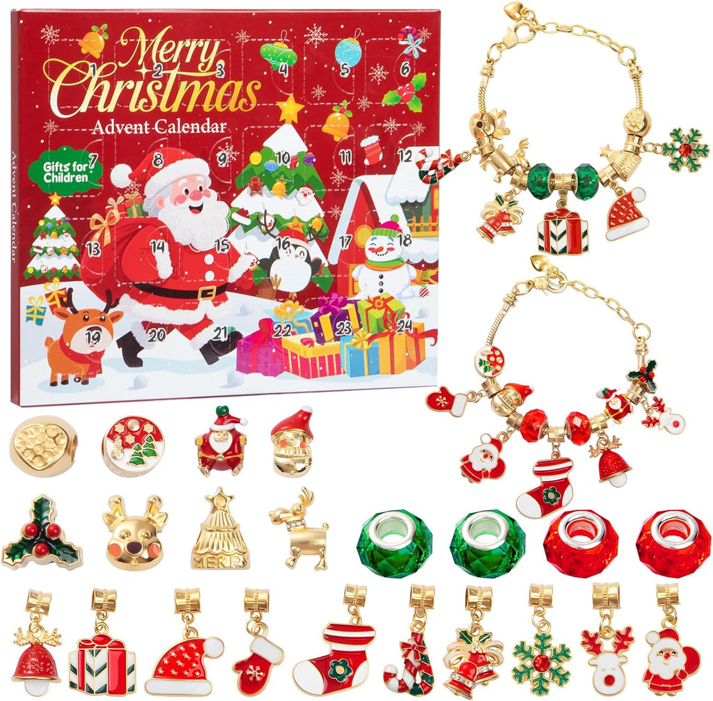 Taybonds Christmas Charms Bracelets - 2 Pack DIY Jewelry Kit with 22 Charms for Women
