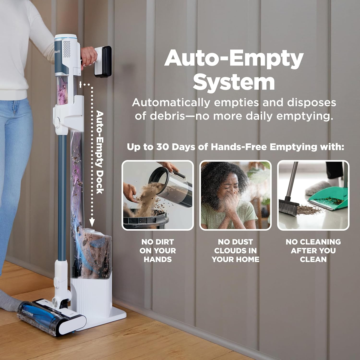 Shark Clean & Empty Cordless Stick Vacuum - Lightweight, Auto-Empty, HEPA Filter, Pet Hair Tool, BU3523
