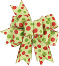 SIMISI Ribbon Christmas Bow - Rustic Green & Red Dots for Wreaths & Holiday Decor | 9.5 x 13 Inch