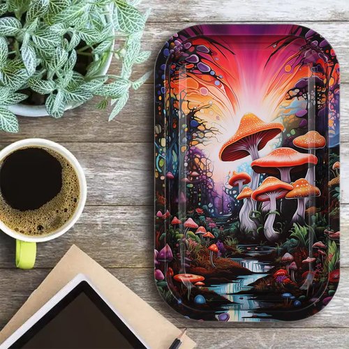 Metal Tray with PVC Soft Magnetic Lid, 11" x 7" - Large Storage Decorative Tray for Home Decor, Coffee Table, Tea, Snacks, Gifts