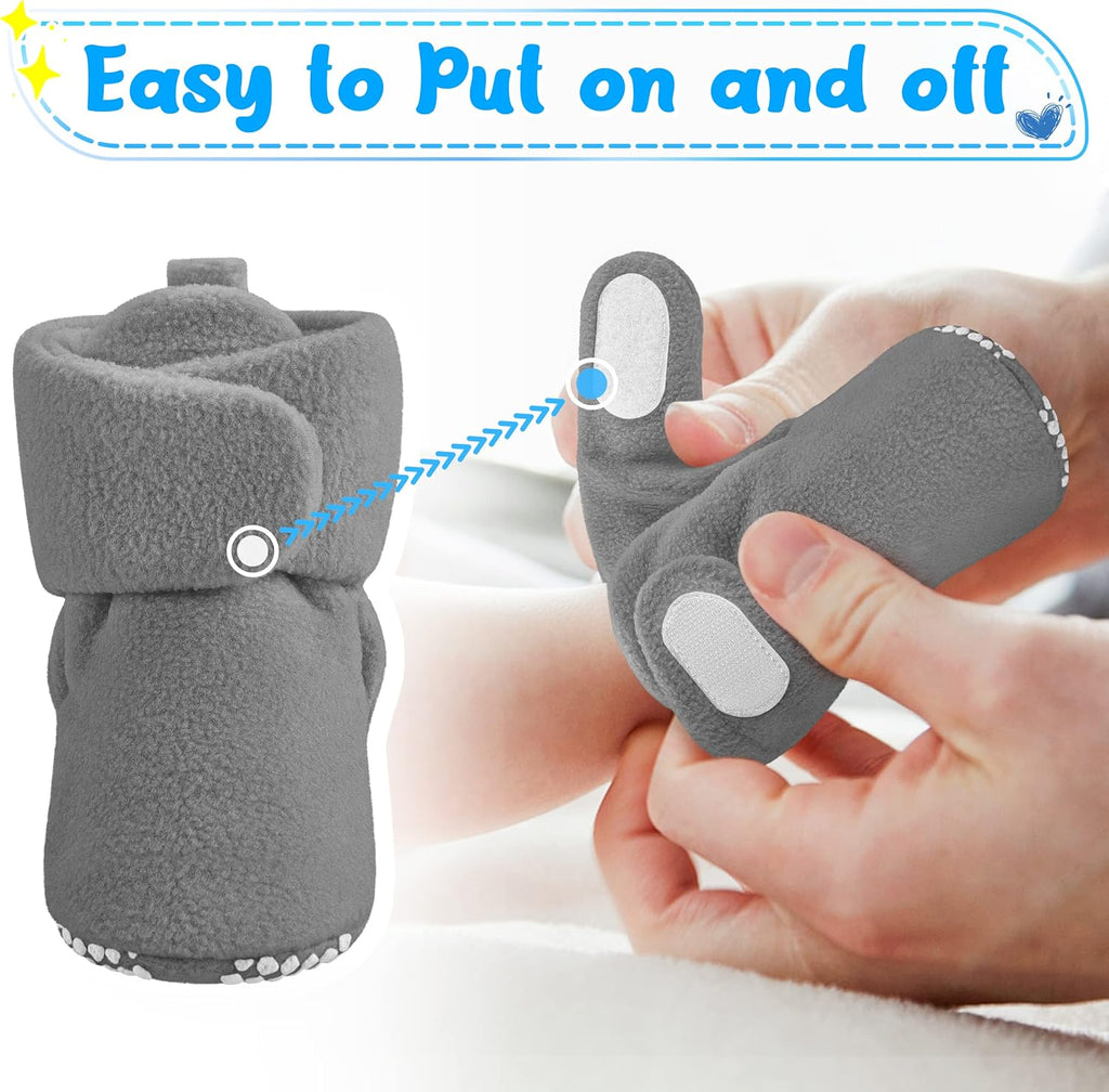 Pro Goleem Fleece Baby Booties - Cozy Non-Slip Slippers for Newborns | Easy to Put On, Unisex Gift