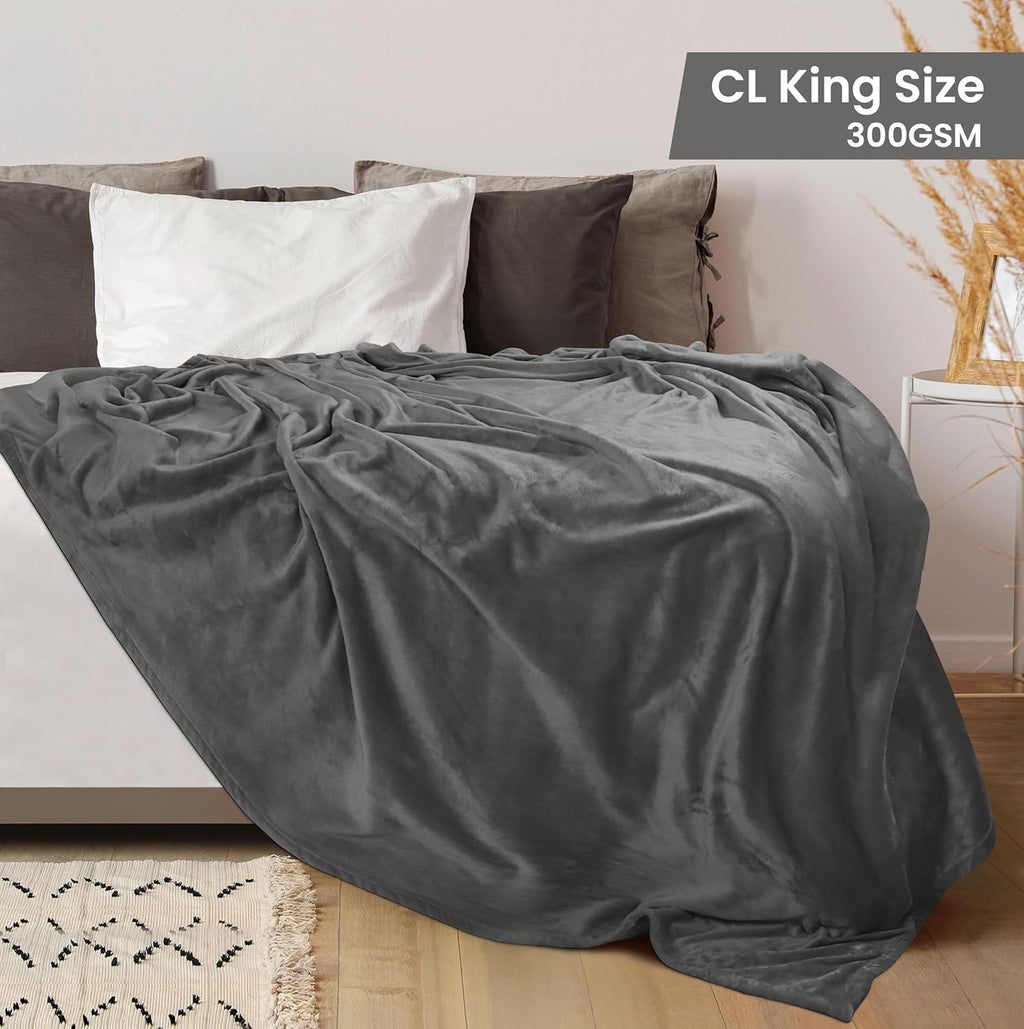 Utopia Bedding Fleece Blanket - Luxury Soft Anti-Static Microfiber | California King Size Grey (102x96 Inch)