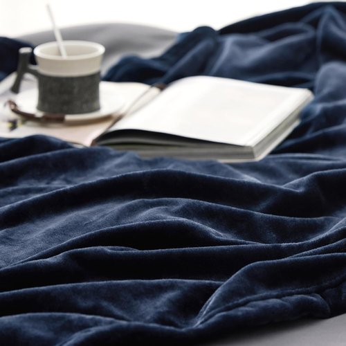 Bedsure GentleSoft Navy Fleece Blanket - Plush Cozy Queen Size Microfiber, 90x90 Inches