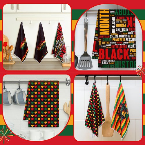 Zubebe 6 Pcs Black History Month Decoration Black History Month Kitchen Dish Towels 18 x 28 Inch Decorative Hand Towel for Kitchen Bathroom Home Gifts