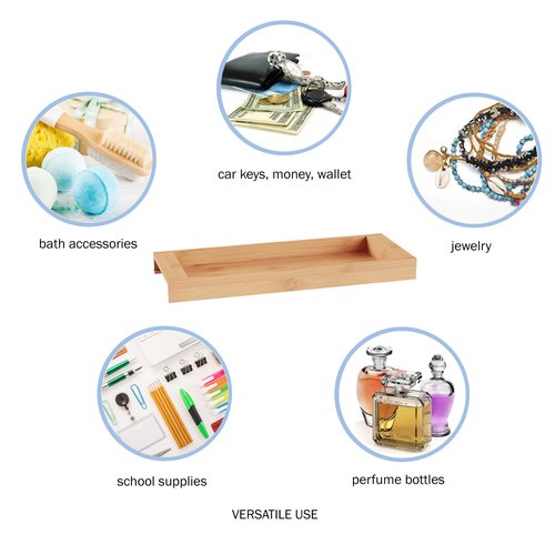 Bamboo Bathroom Vanity Tray-Natural Wood Eco-Friendly Holder for Towels, Toiletries, Cosmetics, Décor and More-Modern Bath Accessories by Lavish Home