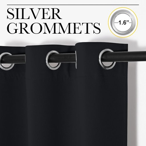 NICETOWN Blackout Curtains - Thermal Insulated Grommet Drapes for Autumn/Winter | Set of 2, 34"x54", Black
