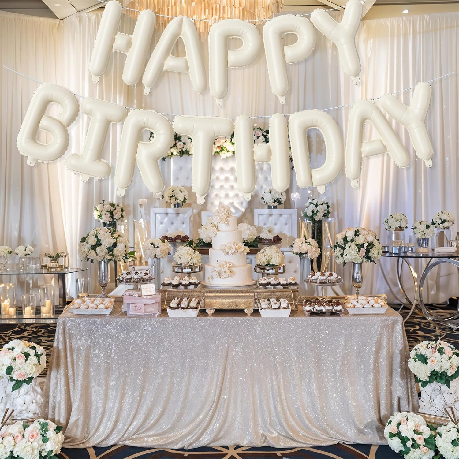 Beige Number 1 Balloon - Happy Birthday Balloon Banner for 1st Birthday Party Decoration