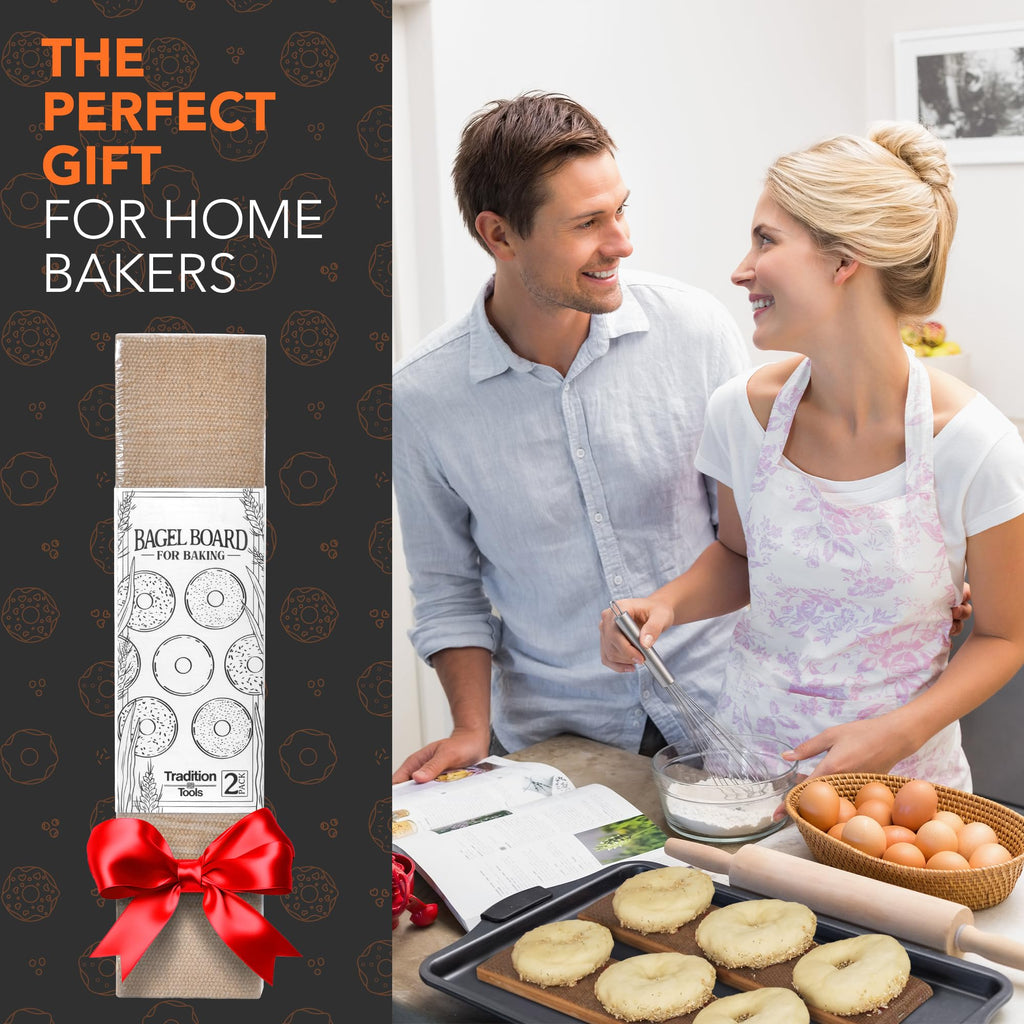 Bagel Baking Boards 2-Pack | 15.7 x 3.5 x 0.8" Burlap Covered Cedar Boards | Bagel Boards for Baking Bagels | Food Grade Burlap & Cedar| Perfect for New York Style Bagel Making