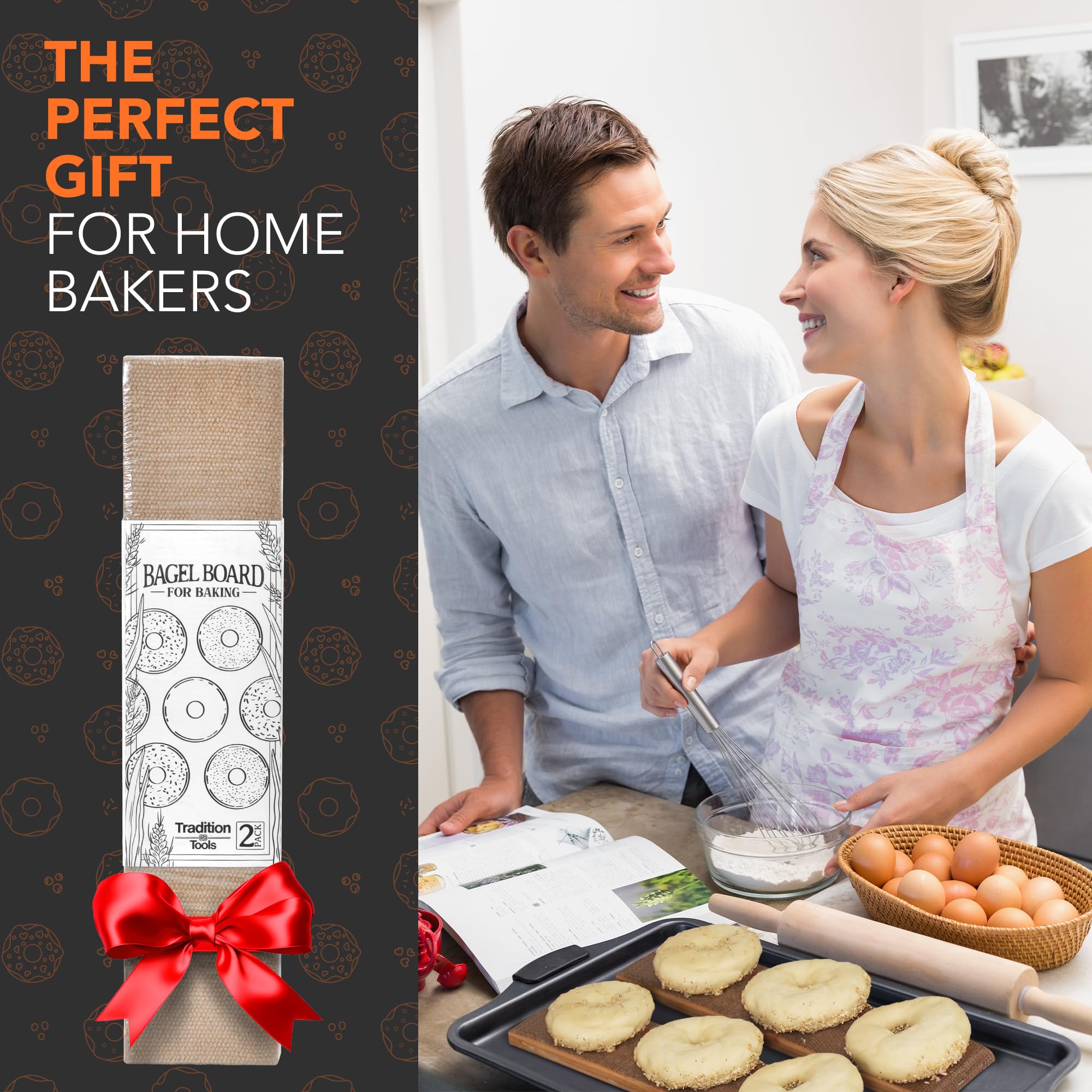 Bagel Baking Boards 2-Pack | 15.7 x 3.5 x 0.8" Burlap Covered Cedar Boards | Bagel Boards for Baking Bagels | Food Grade Burlap & Cedar| Perfect for New York Style Bagel Making