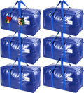 KYODOLED Heavy Duty Blue Moving Bags - 6 Pack Large Storage Totes with Strong Zipper & Comfortable Handles