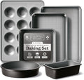 Country Kitchen Nonstick Bakeware Set - Durable & Easy Release, Black | 6-Piece Stackable Set