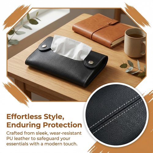 OKKRMGZ 2Pcs Pocket Tissue Holder for Purse Travel Size Bag Case for Paper Towels Reusable PU Storage Pouch Car Tissue Box Holder for Toilet Paper Compact Use Black